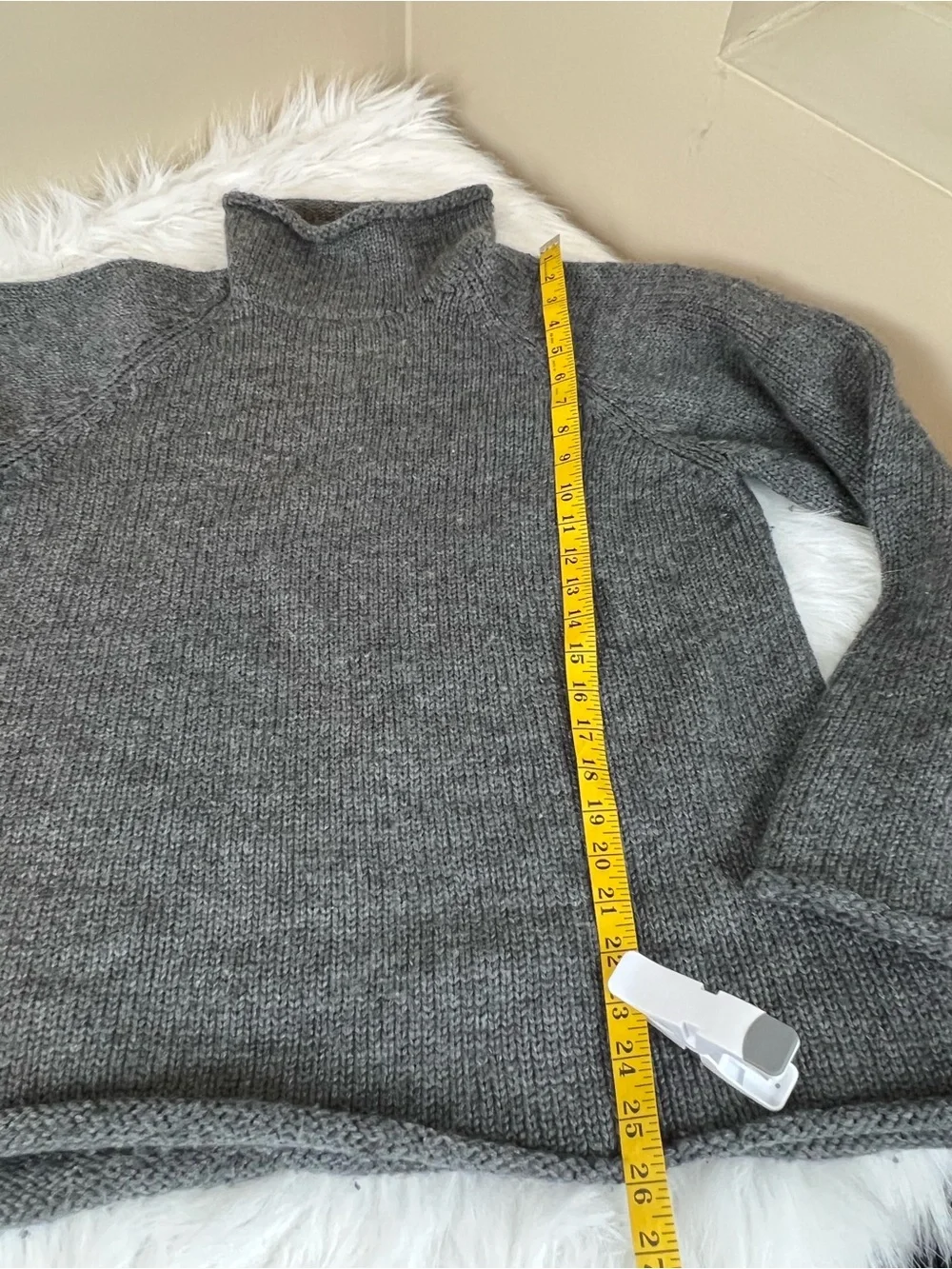 Vintage J Crew Oarsman roll neck wool sweater Heather grey large